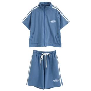 短裤休闲运动套装女夏2025学生体育跑步班服宽松大码小个子两件套