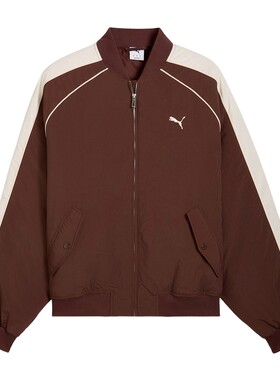 PUMA彪马外套春季新款男女休闲运动服棕色保暖棉服夹克636859-13