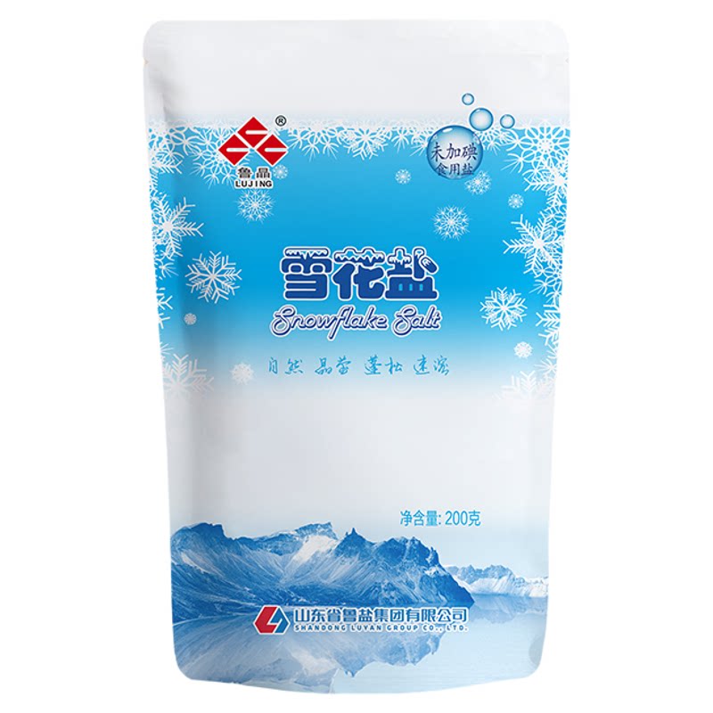 鲁晶未加碘雪花盐200g*6袋无碘盐无抗结剂家用海盐不含亚铁氰化钾