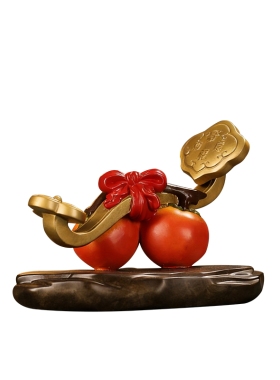 事事如意柿子纯铜摆件高档摆件