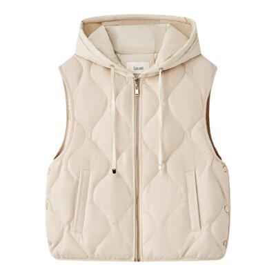 【棉感羽绒】Laurel劳芮新款磨毛面连帽羽绒马甲LWL361L00200