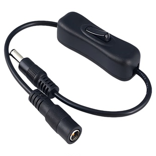 12V电源DC开关线DC5.5公母头连接线 带304开关DC接头键控制开关线