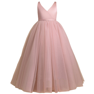 中大童艺考礼服简约轻奢公主裙女童长款钢琴演出服儿童生日花童裙