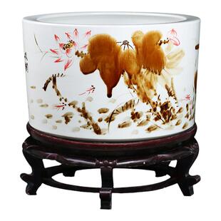 景德镇陶瓷养金鱼缸乌龟盆家用客厅装饰桌面摆件阳台荷花睡莲小盆