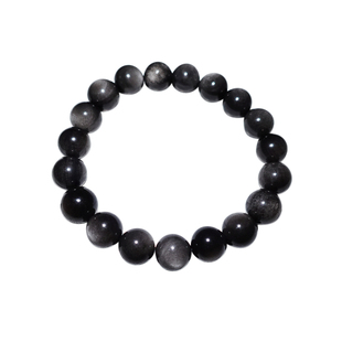 收藏级天然5A级银曜石手链黑曜石情侣手串财富水晶手饰生日礼物