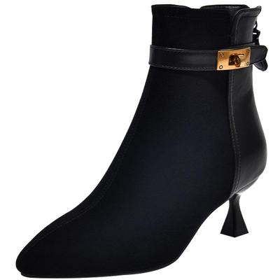 圣梵西法式气质细跟磨砂真皮短靴