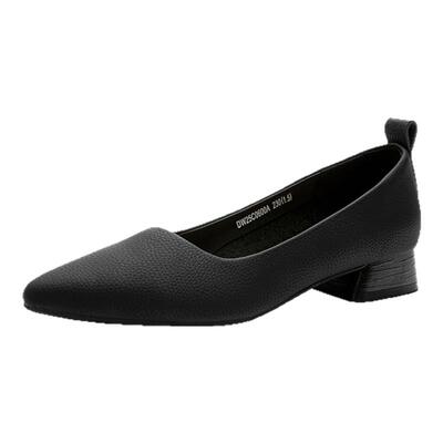 大东黑色单鞋女2026新款夏季露脚背通勤女鞋一脚蹬低跟上班工作鞋