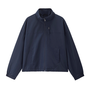 佐丹奴美式风夹克衫女新款防水撞色边立领宽松风衣外套女05375685