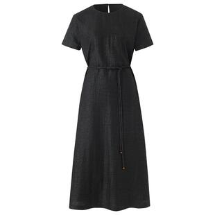 【非遗香云纱】歌莉娅连衣裙女夏气质高端黑色收腰显瘦桑蚕丝裙子