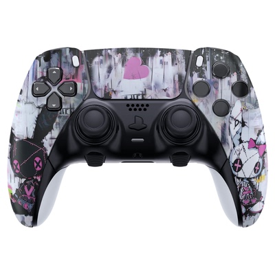 eXtremeRate易极改PS5 Edge手柄前面替换壳DSE前面壳触摸板涂鸦兔子外壳适配索尼Edge手柄DIY个性改装易安装