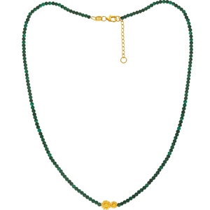 潮宏基花丝圆满黄金孔雀石项链足金玛瑙套链颈饰5G索玛花非遗X6