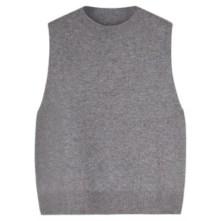 陈小满原创设计100%绵羊毛圆领针织背心女2026春季纯色外搭马甲