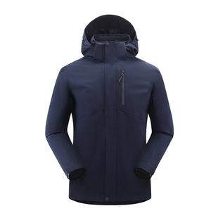 鸟家白鸭绒内胆三合一冲锋衣防风防水可拆卸连帽羽绒服登山服外套