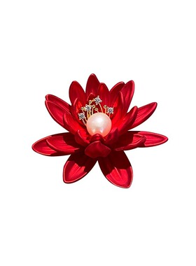 中国风红色莲花胸针高端女