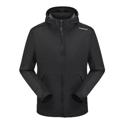 探路者防风连帽软壳衣