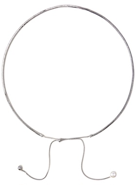 珍珠抽拉项链女可调节秋冬毛衣链