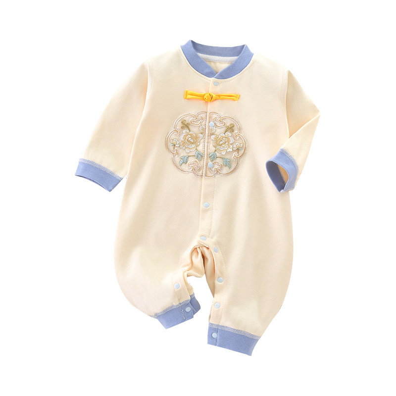 婴儿连体衣纯棉国潮春秋冬季哈衣新生幼儿爬服网红宝宝衣服秋冬装