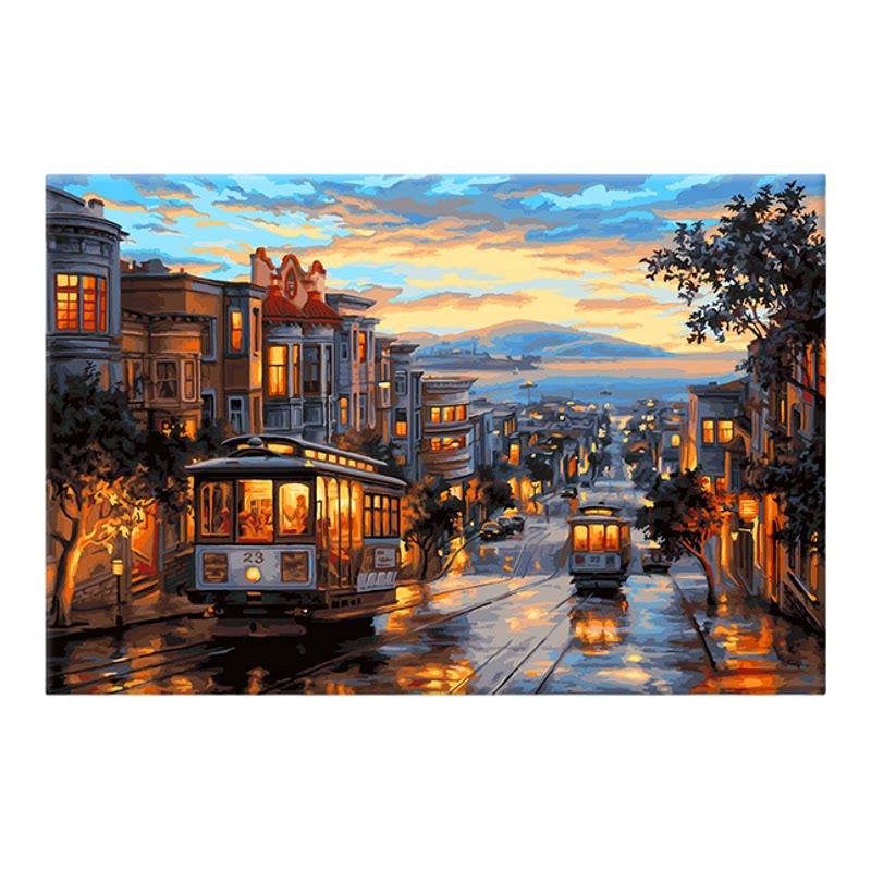 手工填色油画客厅装饰画