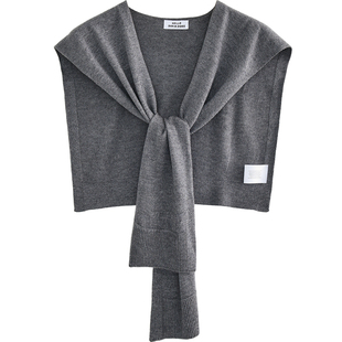 春夏格蕾系灰色针织披肩外搭女2026新款高级感小坎肩围巾配裙子