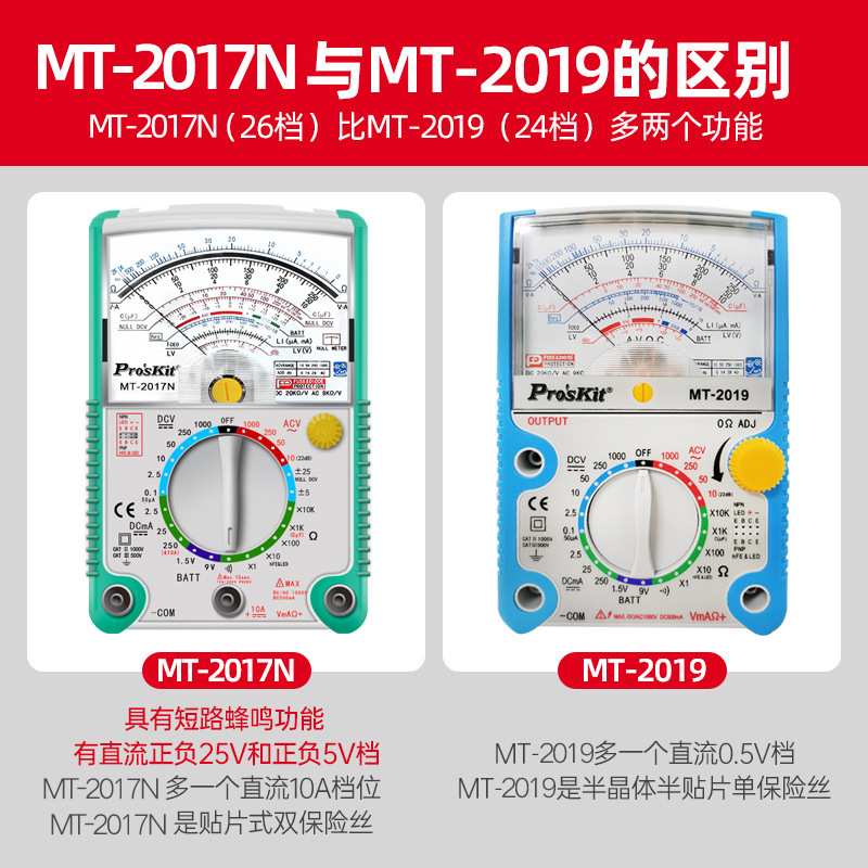 宝工MT-2017N指针万用表高精度防电流表24/26表机械档电工烧