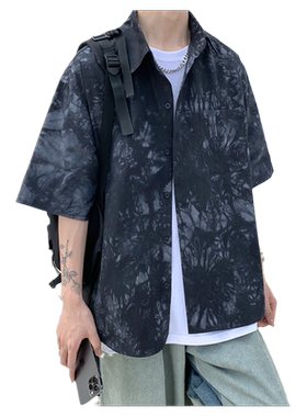 夏威夷潮流宽松上衣服扎染外套