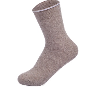 松口袜子不勒脚卷边秋冬厚羊毛混纺袜保暖中老年人中筒袜老人袜子