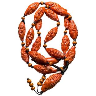 柳叶橄榄核18罗汉脖挂文玩长串核雕十八罗汉手串男款盘玩男士项链