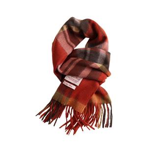 高阶柿子红~加大版100%澳洲羊毛英伦格纹围巾复古情侣围脖女冬季