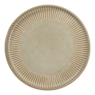 YE HOME 简约风陶瓷盘子圆形条纹纹理家用餐具牛排盘菜盘质感餐盘