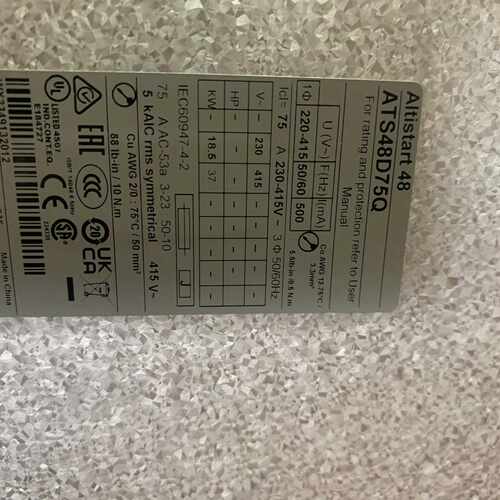 议价施耐德ATS48D75Q，施耐德37KW软启动器，全新库存备维修