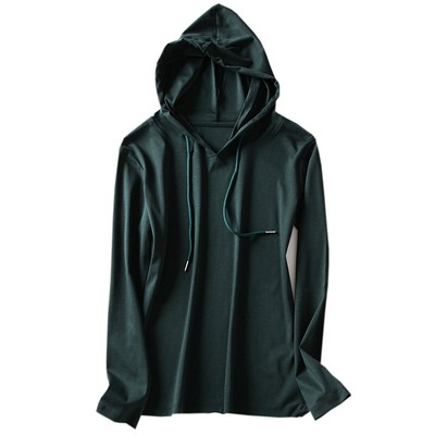 牛油果绿色修身打底衫连帽卫衣