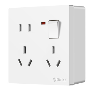 明装一开八孔开关插座带开关面板多六孔16A十孔墙壁插座1开8孔