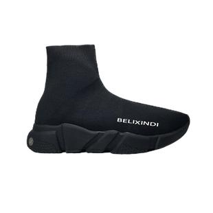 巴黎弹力高帮加绒袜子鞋女秋冬一脚蹬百搭运动休闲老爹鞋男款短靴