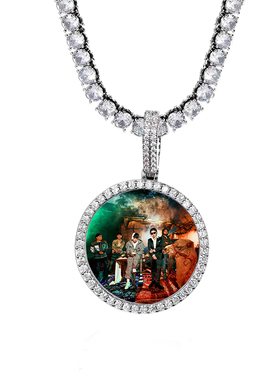 嘻哈kkluv同款锆石项链相框吊坠