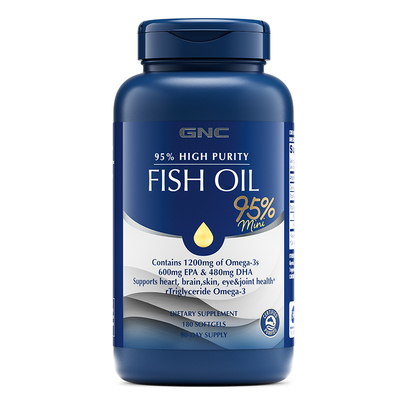 GNC鱼油95%高纯浓度dhaEPA成人中老年omega3深海鱼油mini软胶囊