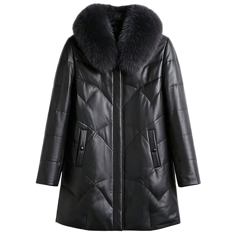 法歌弟大码休闲真皮羽绒服