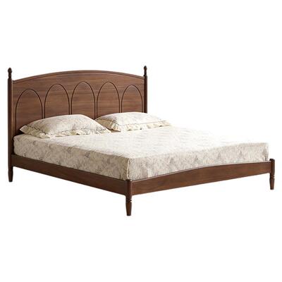 已夏/弓木森床 中古风小户型主卧室复古风北美红橡木双人床法式