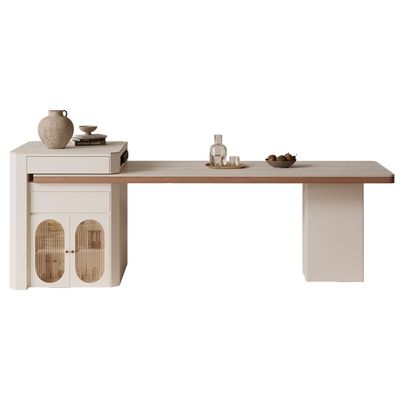 法式奶油风岛台餐桌一体家用