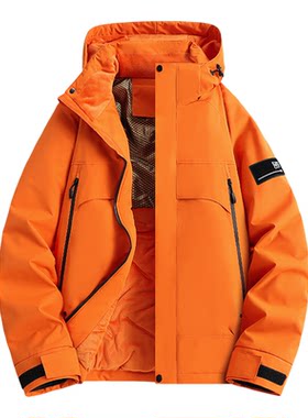 橙色男棉袄加棉保暖棉服