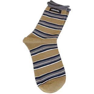 袜子miu系秋天撞色条纹复古美式咖色韩系ins风早秋穿搭2025超火袜