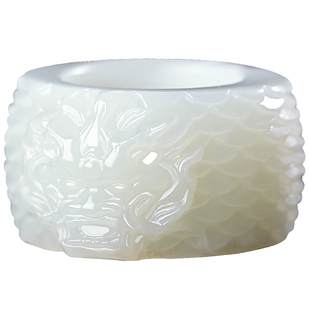 新疆和田玉龙头扳指男款大拇指玉石指环复古霸气戒指文玩手把件