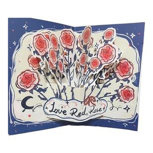 立体玫瑰贺卡ins高颜值3D复古可折叠祝福卡片套装创意礼物送朋友