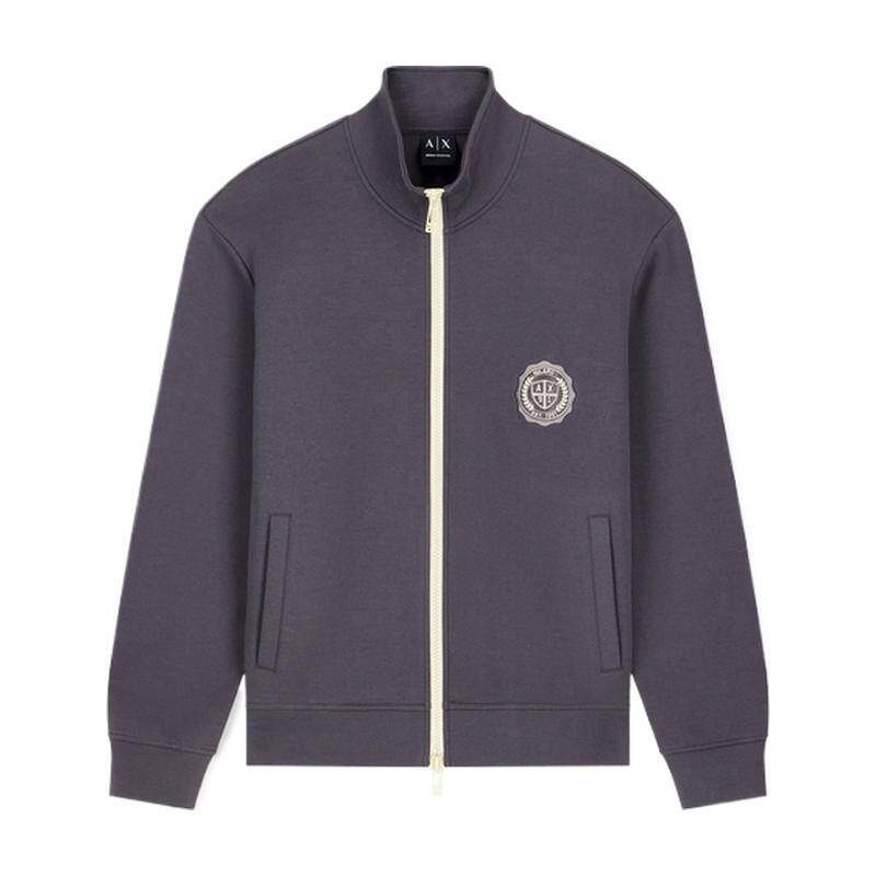 ARMANI EXCHANGE/阿玛尼秋冬新款男立领刺绣重磅开衫卫衣夹克外套 卫衣男实拍商品图