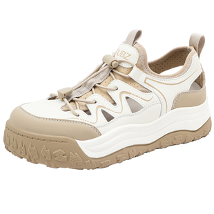 UBZ 厚底运动凉鞋女户外2026春季新款黑白撞色镂空透气休闲登山鞋