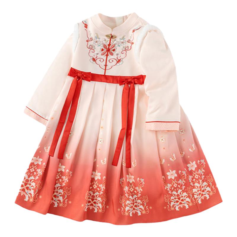 巴拉巴拉儿童连衣裙经典宝宝汉服裙子女童新中式衣服春装古风童装