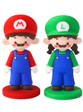 卡通儿童电玩情侣软胶玩偶摆件