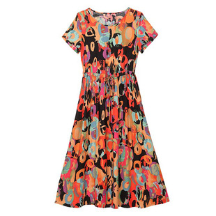 睡衣女士夏季棉绸中年睡裙夏天款可外穿妈妈大码家居服人造棉裙子