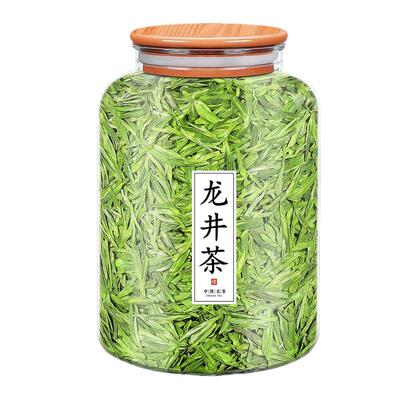 龙井茶2026新茶叶春茶自己喝明前浓香型杭州豆香绿茶木盖透明罐装