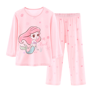 迪士尼女童睡衣春夏莫代尔儿童套装冰丝薄款公主宝宝空调服家居服