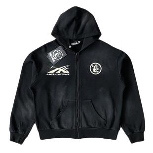 Hellstar  Studios Sports Zip Up Hoodie大logo洗水纯棉拉链卫衣